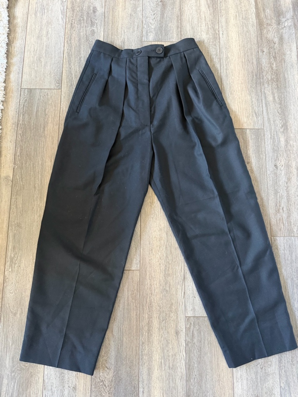 Sandro Black Pleated High-Rise Trousers